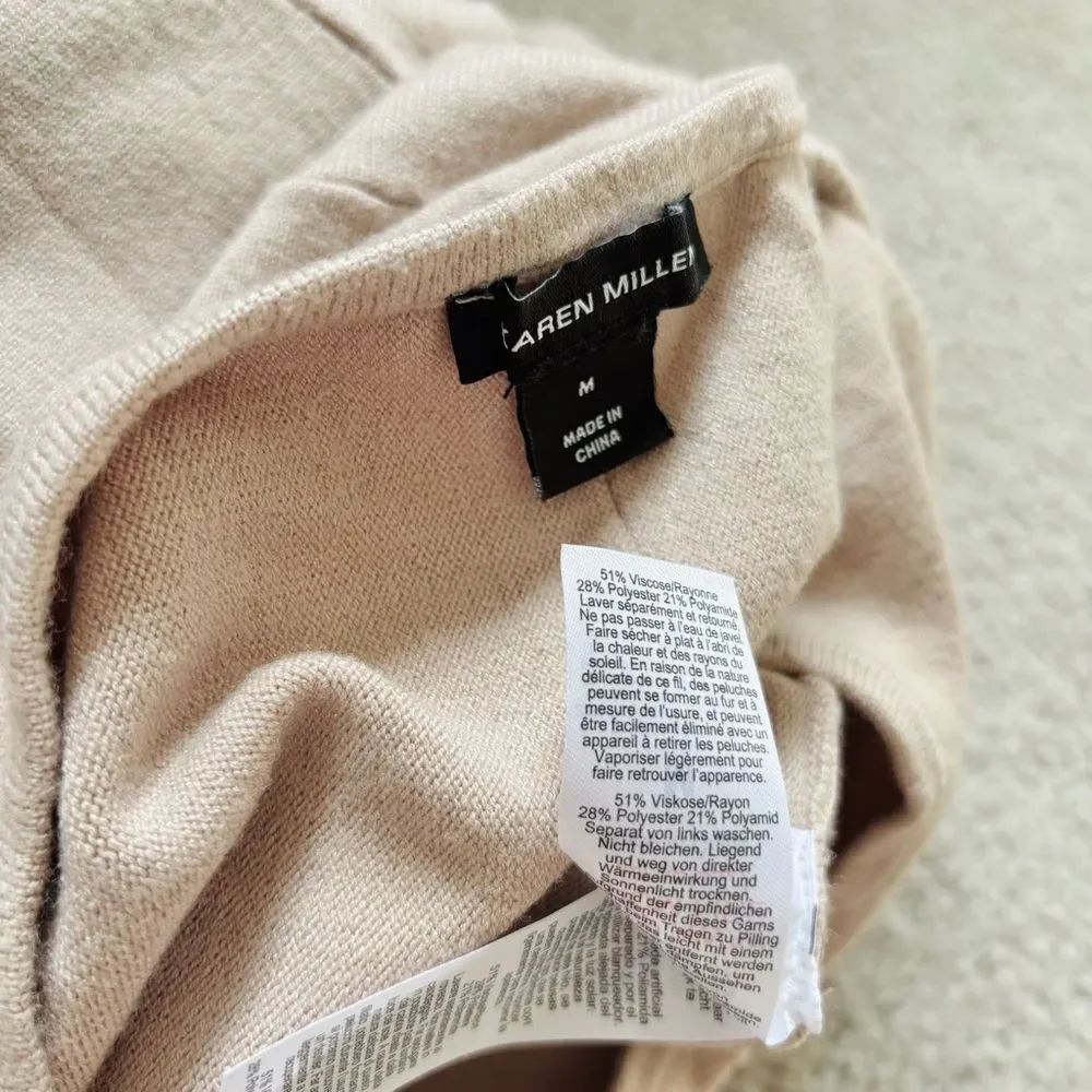 Karen Millen Lydia Millen Knit Midi Dress – Beige Cream, Full Skirt, Size M - Picture 6 of 7